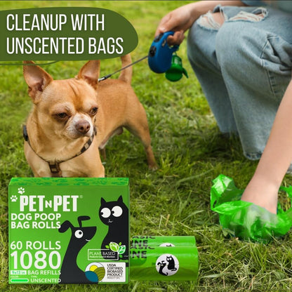 Dog Poop Bags, 1080 Count Unscented Doggy Waste Bag Rolls