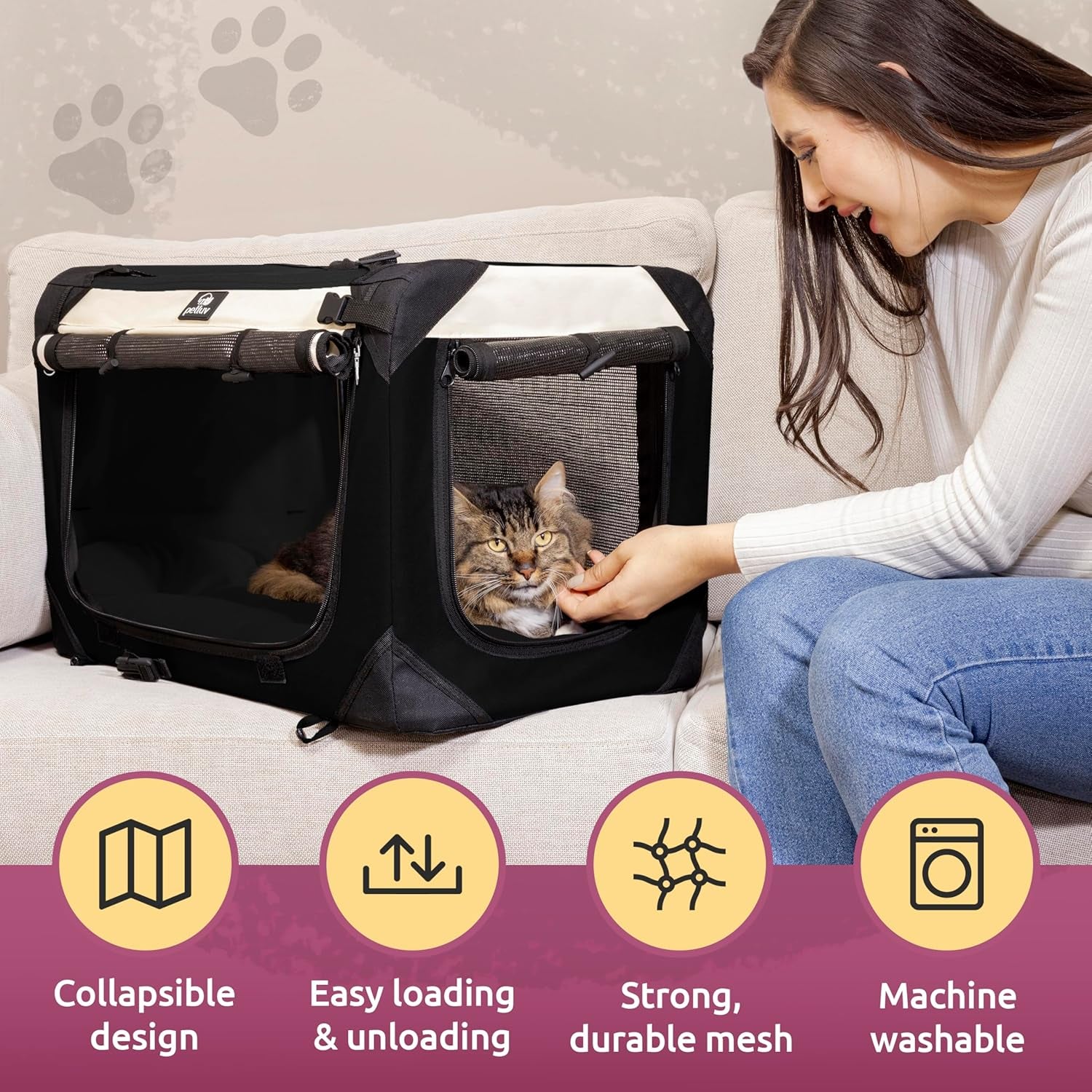 Dog & Cat Carrier, Large, Black