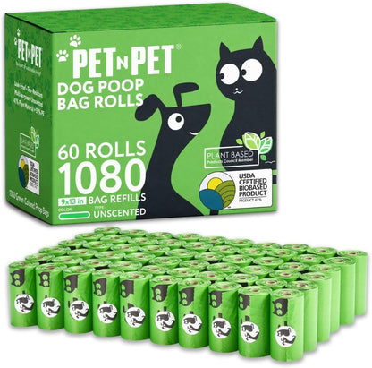 Dog Poop Bags, 1080 Count Unscented Doggy Waste Bag Rolls