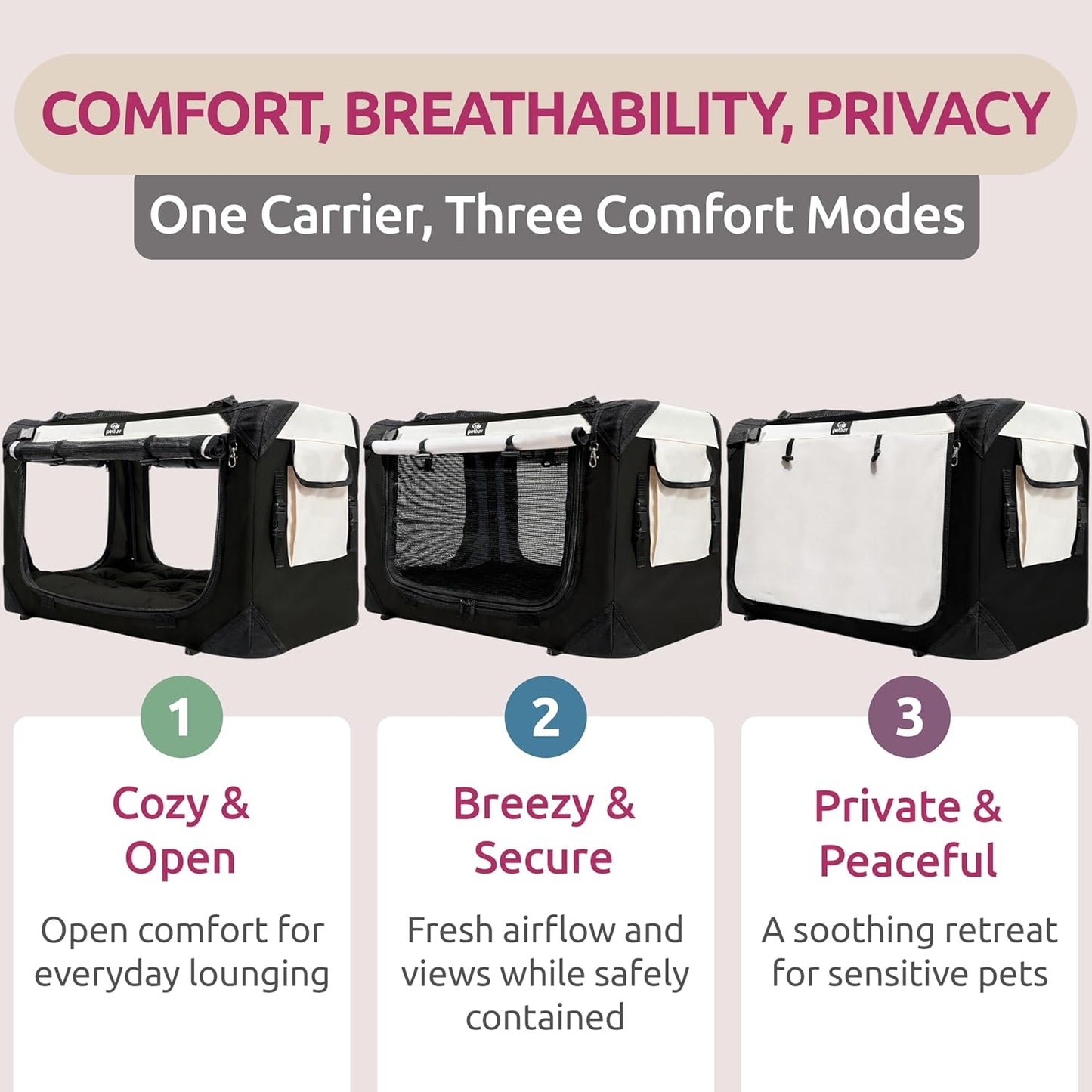 Dog & Cat Carrier, Large, Black