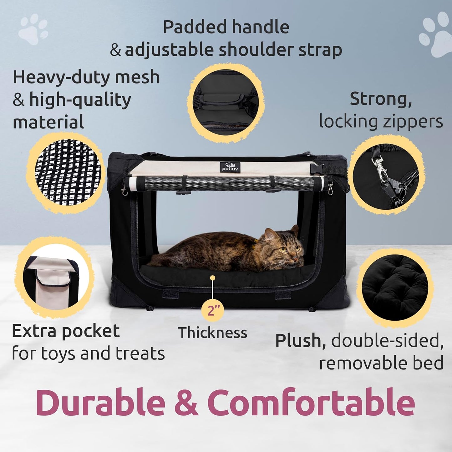 Dog & Cat Carrier, Large, Black